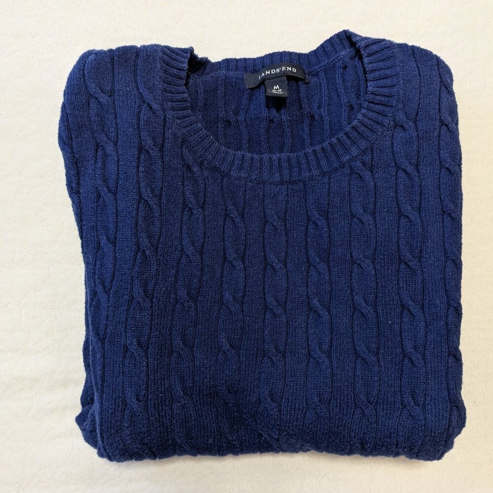 LANDS' END Blue Women's Knit Cable Sweater Size Medium